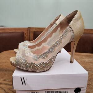 Dream Pair Gold and Crystal Heels